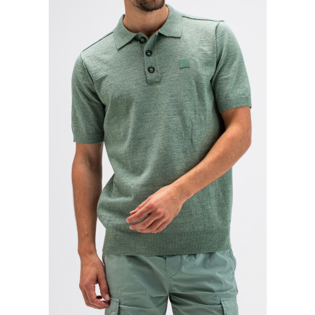 Butcher of Blue Clifden polo delphi green heren gebreide polo Delphi Green/Clifden Polo large