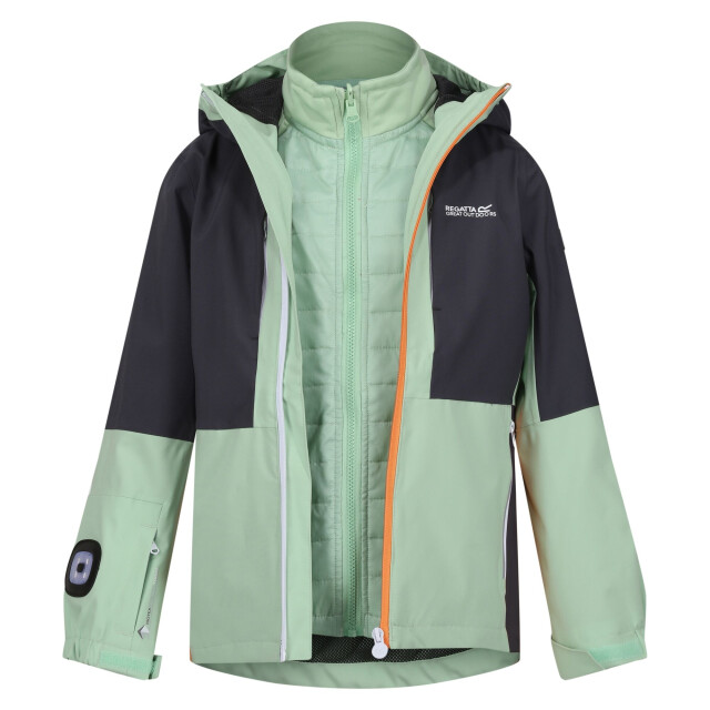 Regatta Hydrate viii 3 in 1 waterdichte jas voor kinderen/kinderen UTRG9316_quietgreensealgrey large