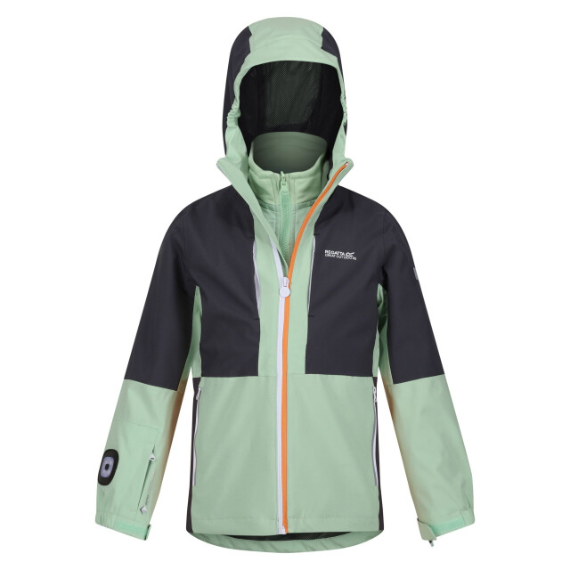 Regatta Hydrate viii 3 in 1 waterdichte jas voor kinderen/kinderen UTRG9316_quietgreensealgrey large