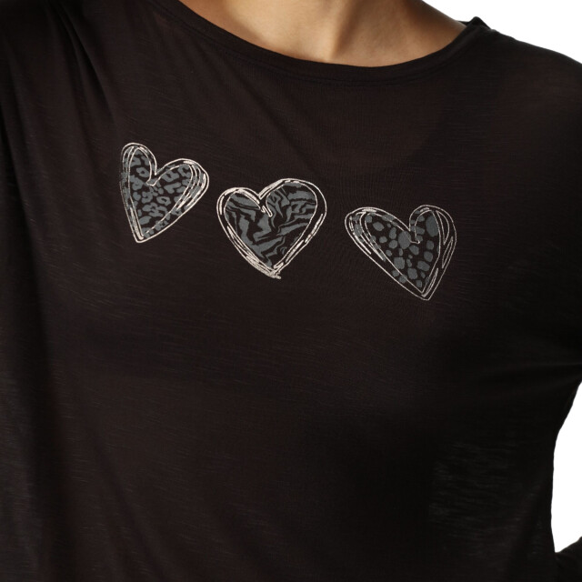 Regatta Dames carlene hearts t-shirt met lange mouwen UTRG8771_black large