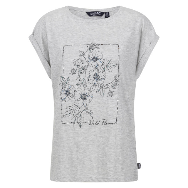 Regatta Dames roselynn wild flowers t-shirt UTRG9500_stormgreymarl large