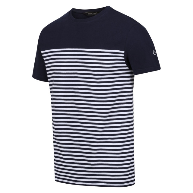 Regatta Heren shorebay gestreept coolweave t-shirt UTRG9605_navywhite large