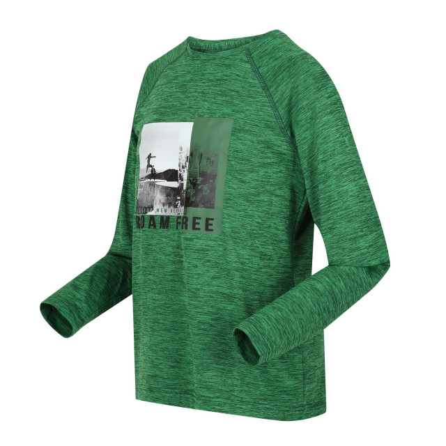 Regatta Burnlee roam free graphic print marl t-shirt voor kinderen/kinderen UTRG9447_fieldgreen large