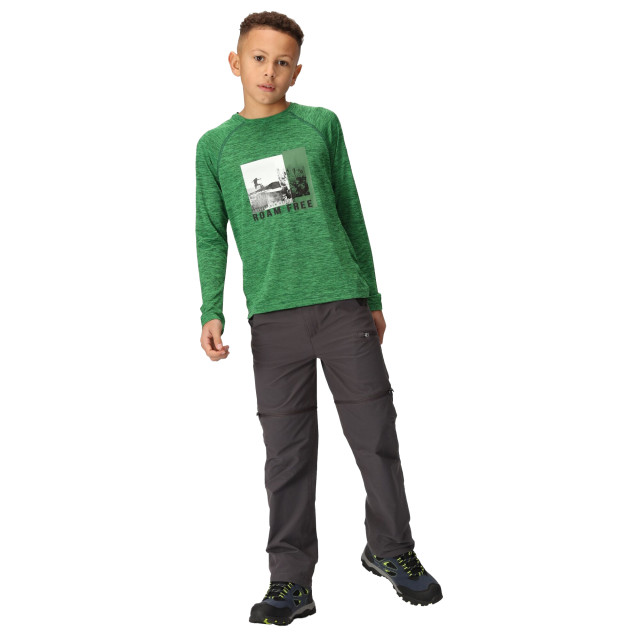 Regatta Burnlee roam free graphic print marl t-shirt voor kinderen/kinderen UTRG9447_fieldgreen large