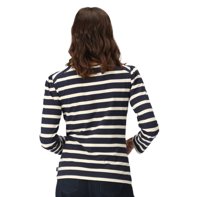 Regatta Dames federica stripe t-shirt met lange mouwen UTRG9454_navylightvanilla large