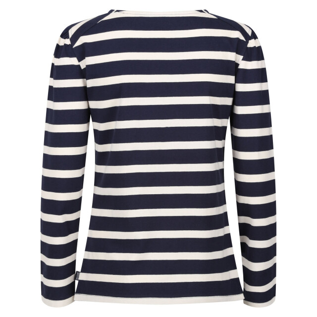 Regatta Dames federica stripe t-shirt met lange mouwen UTRG9454_navylightvanilla large