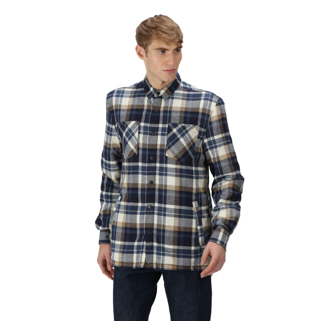 Regatta Heren thamos geruit overhemd met lange mouwen UTRG7040_navygoldsand large