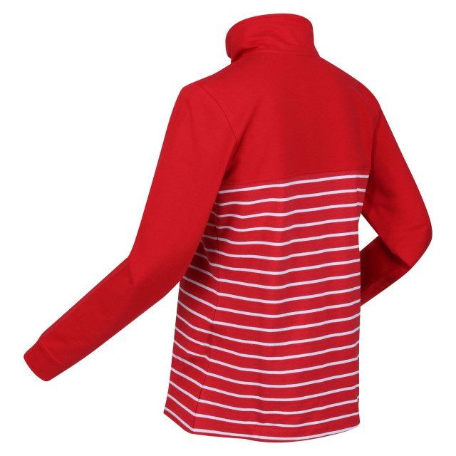 Regatta Dames bayla gestreept sweatshirt met knopenhals UTRG8868_miamiredwhite large