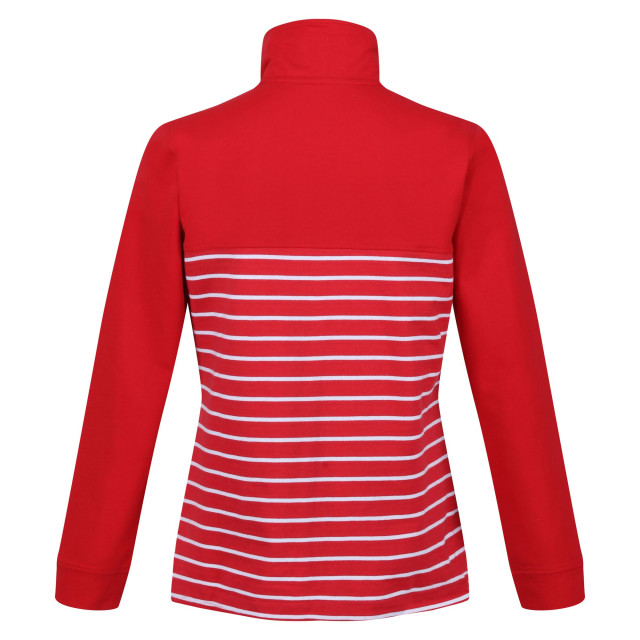 Regatta Dames bayla gestreept sweatshirt met knopenhals UTRG8868_miamiredwhite large