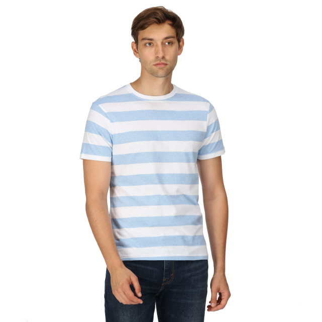 Regatta Heren ryeden gestreept coolweave t-shirt UTRG8851_whitelakeblue large