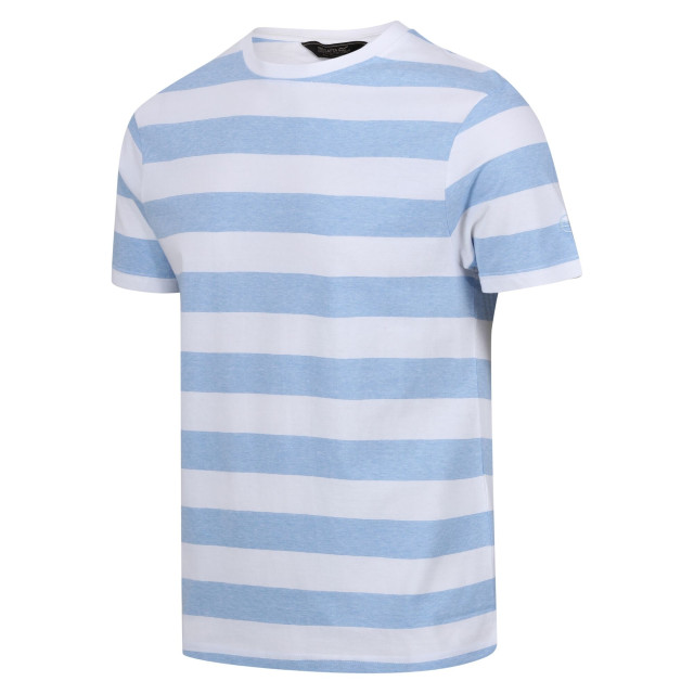 Regatta Heren ryeden gestreept coolweave t-shirt UTRG8851_whitelakeblue large