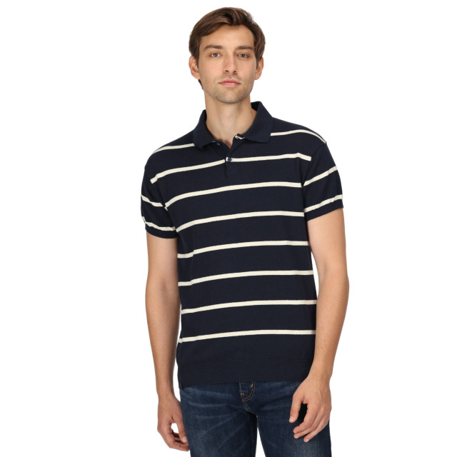 Regatta Heren arkose streep gebreid poloshirt UTRG8847_navywhitestone large