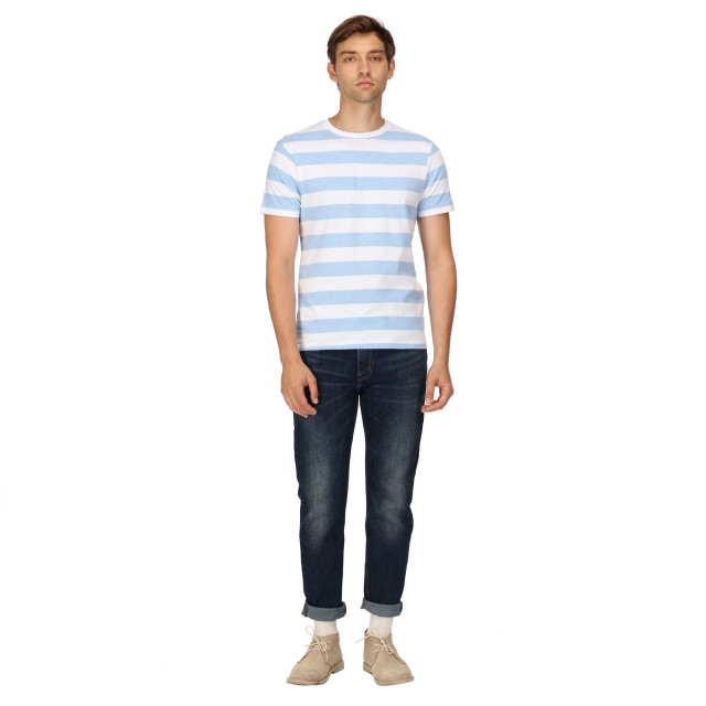 Regatta Heren ryeden gestreept coolweave t-shirt UTRG8851_whitelakeblue large