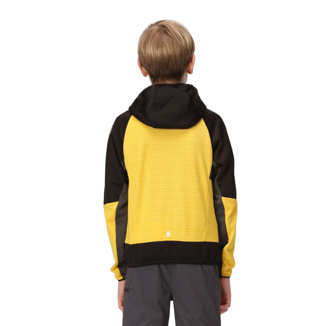 Regatta Kinder/kids prenton ii hooded soft shell jacket UTRG8772_californiayellowblack large
