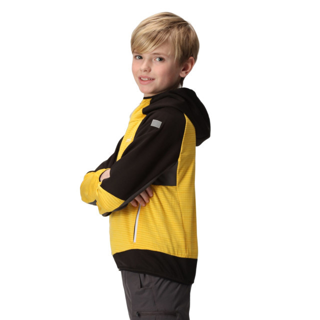 Regatta Kinder/kids prenton ii hooded soft shell jacket UTRG8772_californiayellowblack large