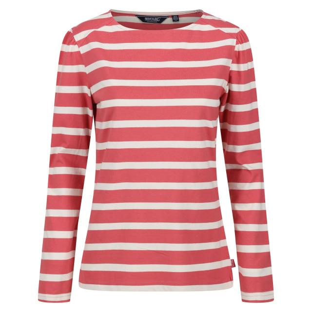 Regatta Dames federica stripe t-shirt met lange mouwen UTRG9454_mineralredlightvanilla large