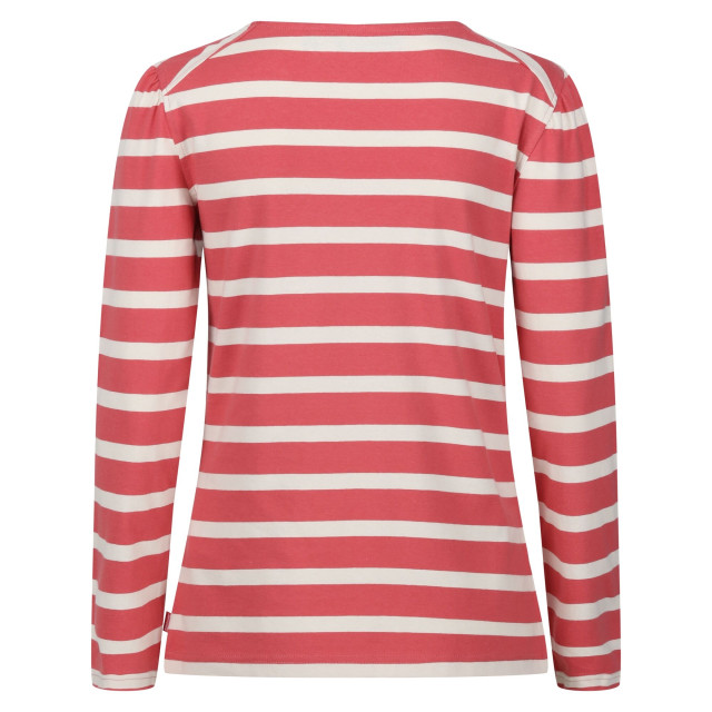 Regatta Dames federica stripe t-shirt met lange mouwen UTRG9454_mineralredlightvanilla large