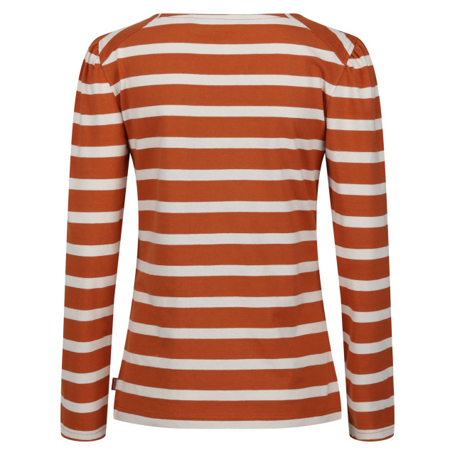 Regatta Dames federica stripe t-shirt met lange mouwen UTRG9454_burntcopperlightvanilla large