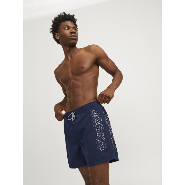 Jack & Jones Heren zwemshorts jpstfiji double logo effen donker 12253118-Navy-Blazer large