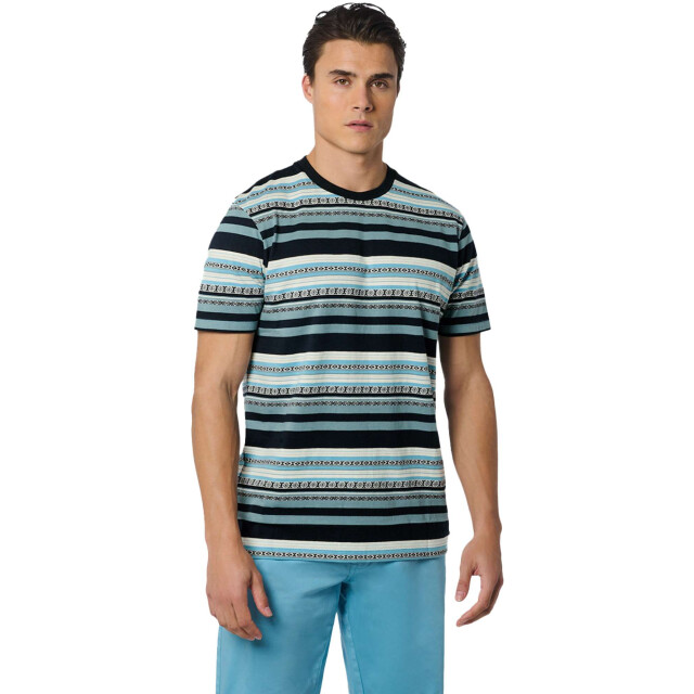 No Excess T-shirt korte mouw ronde hals jacuard aqua 23350352-036 large