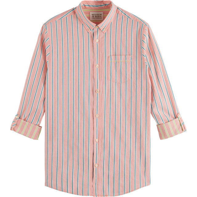 Scotch & Soda Dobby stripe roll up sleeves coral stripe 175700-5796 large