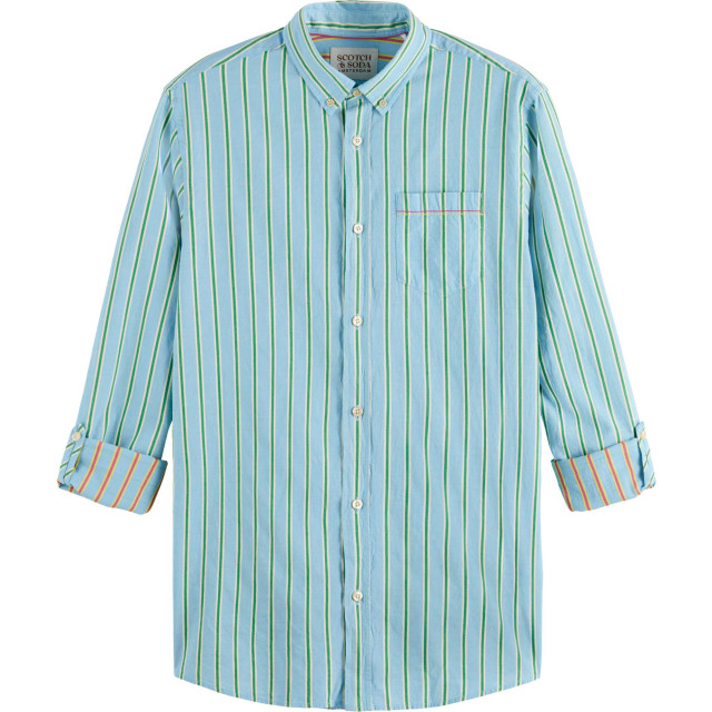 Scotch & Soda Dobby stripe roll up sleeves blue stripe 175700-6106 large