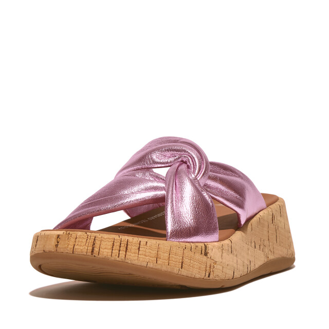 FitFlop F-mode leather-twist flatform slides (cork wrap) HI1 large