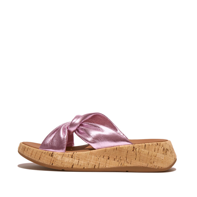 FitFlop F-mode leather-twist flatform slides (cork wrap) HI1 large