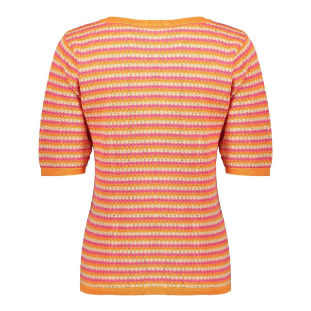 Geisha 44041-14 250 top knit short sleeves stripes orange/red/sand 44041-14 250 large