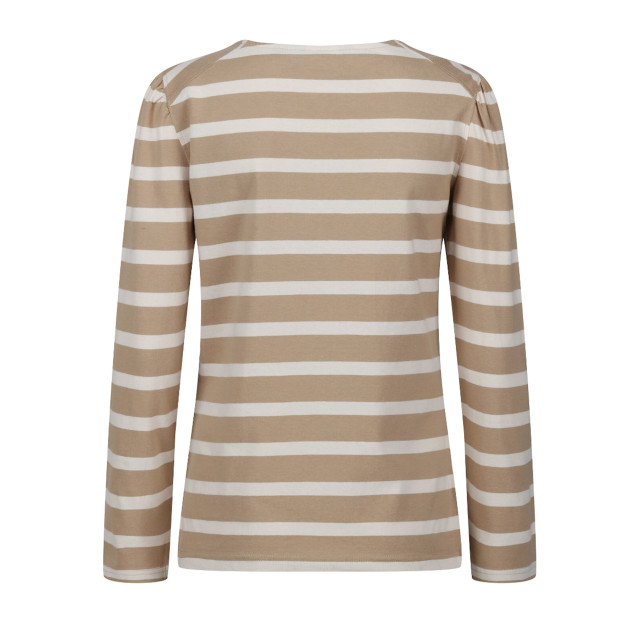 Regatta Dames federica stripe t-shirt met lange mouwen UTRG9454_barleycornlightvanilla large