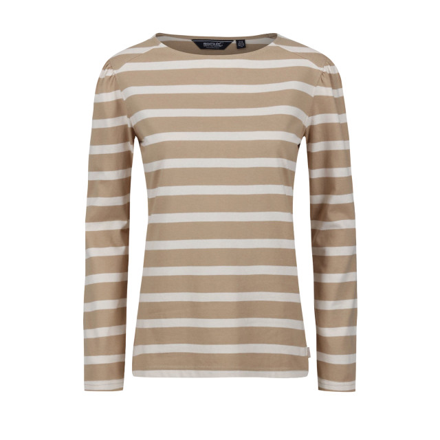 Regatta Dames federica stripe t-shirt met lange mouwen UTRG9454_barleycornlightvanilla large