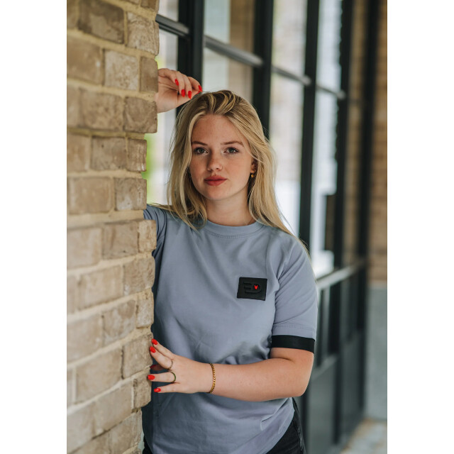 Black Donkey Kordaat t-shirt i light blue/black women CH3-VC23KT-LB large