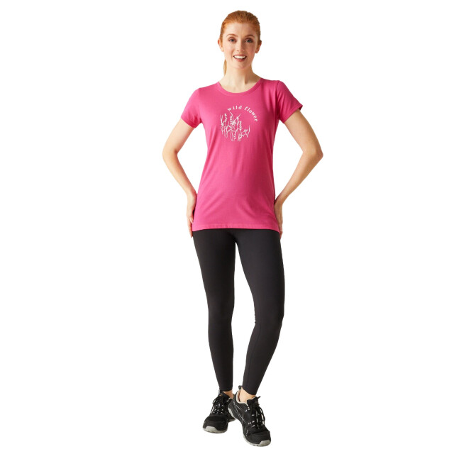 Regatta Dames breezed iv plants t-shirt UTRG9826_flamingopink large