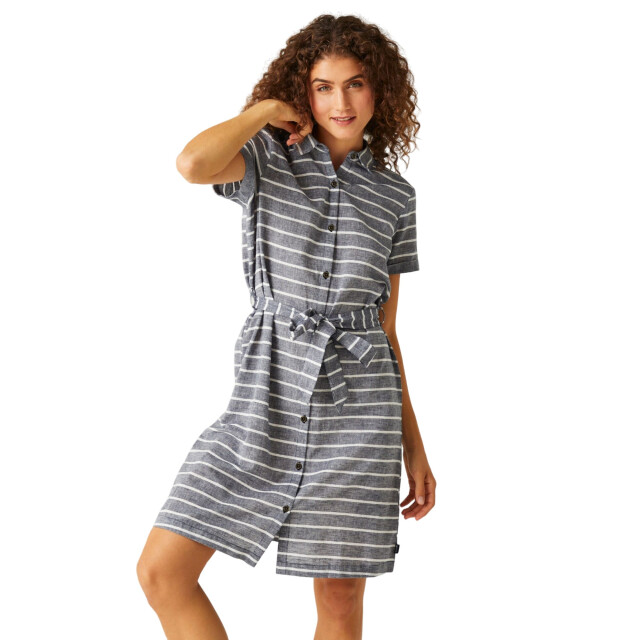 Regatta Dames rema gestreept overhemd jurk UTRG9824_navywhite large
