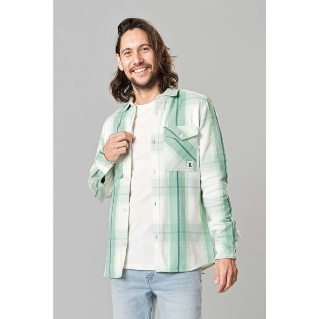 Kultivate Overshirt jumble spray green & ecru check 2401010000-707 large