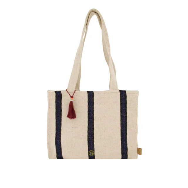 Zusss Katoenen tas met streep ecru/donkerblauw 8720847341037 large