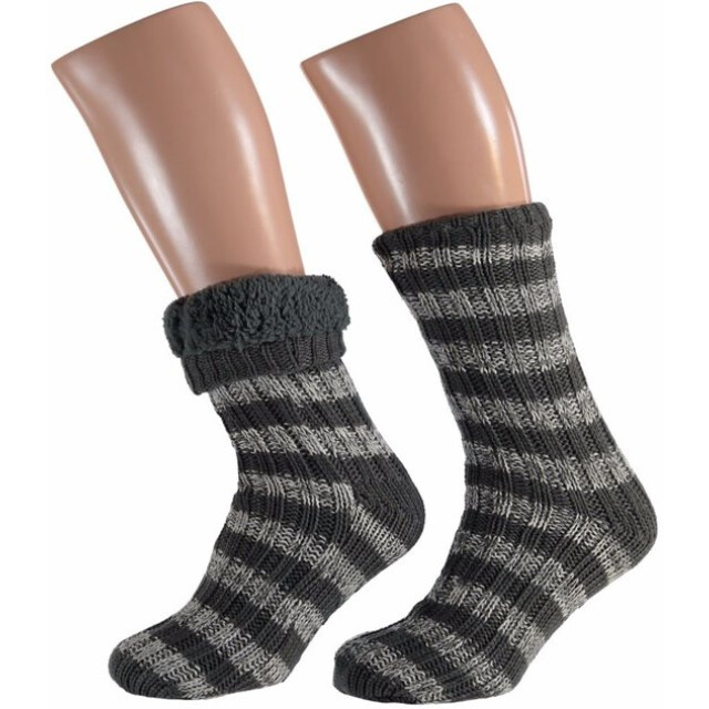 Apollo Huissokken - heren gevoerd streep ( 42/46) Huissokken - apollo - heren - gevoerd - streep - Grijs  (one size 42/46) large
