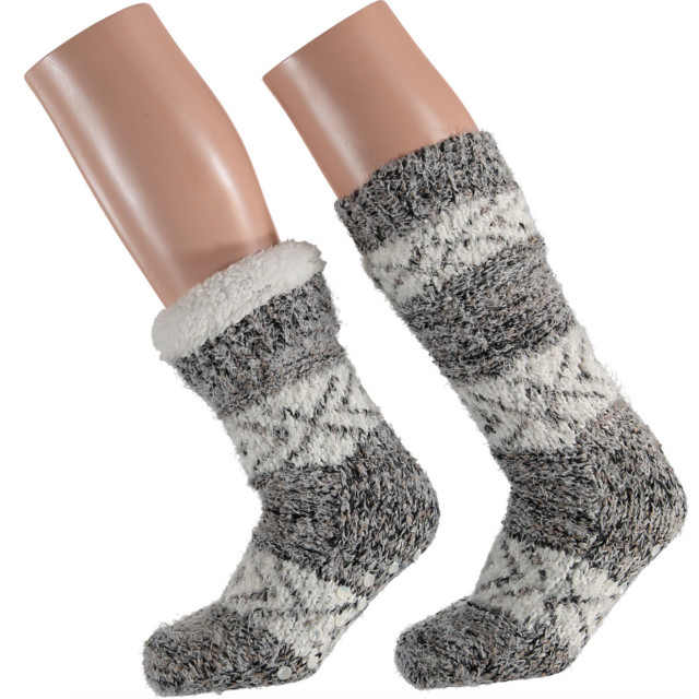 Apollo Huis sokken gevoerd grijs bruin ( 36/41) tijdelijk op Apollo Huis sokken gevoerd grijs bruin (one size 36/41) Tijdelijk op large