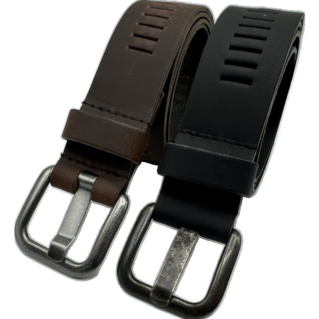 ARIESZZZ Riem unisex leder zwart bruin 2 pack ARIESZZZ Riem Unisex Leder - Zwart Bruin - 2 pack large