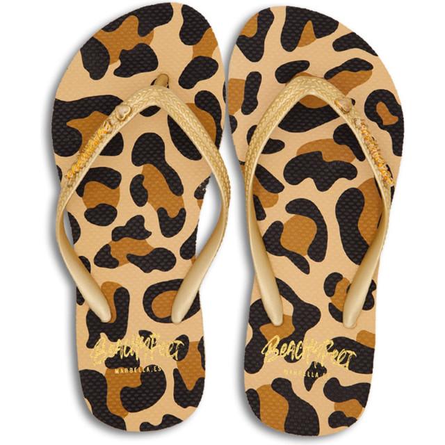 Beachyfeet Teenslipper dames beige/zwart- leopardo Beachyfeet Teenslipper Dames - Beige/zwart-  Leopardo large