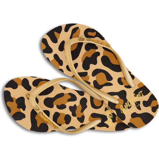 Beachyfeet Teenslipper dames beige/zwart- leopardo Beachyfeet Teenslipper Dames - Beige/zwart-  Leopardo large