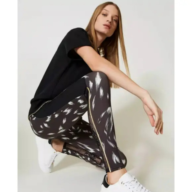 Twin-set Legging met print en kant 231LL2SBB large