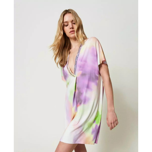 Twin-set Kaftan met tie-dye print en pailletten 241LB2KCC large