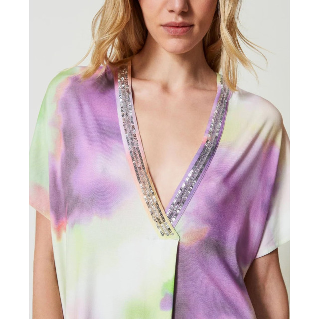 Twin-set Kaftan met tie-dye print en pailletten 241LB2KCC large