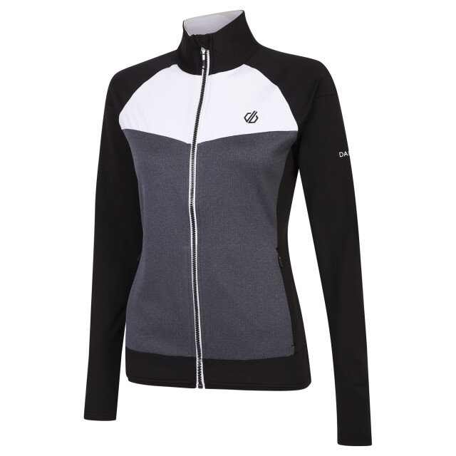 Dare2b Dames elation ii core stretch gerecycleerde fleece UTRG7065_blackwhite large