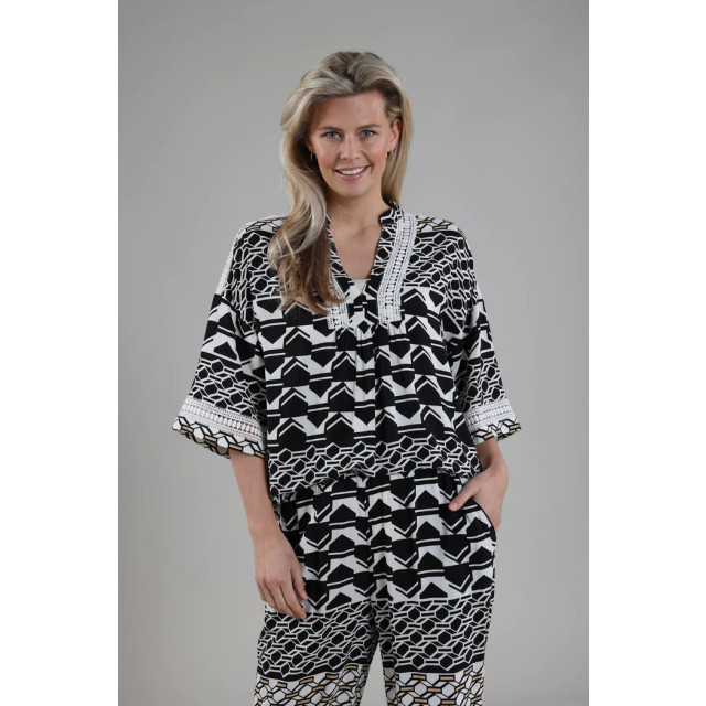 Nukus Nina blouse graphic black/white SS240466891 large