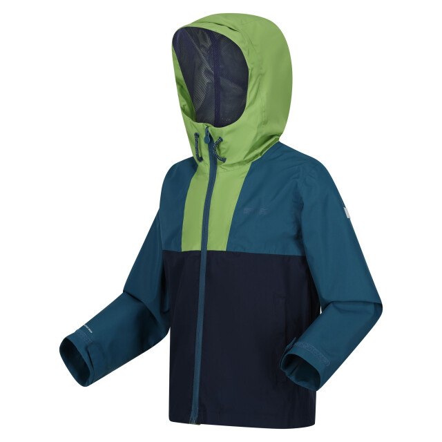 Regatta Hanleigh waterdichte jas voor kinderen/kinderen UTRG10082_piquantgreenmoroccanbluenavy large