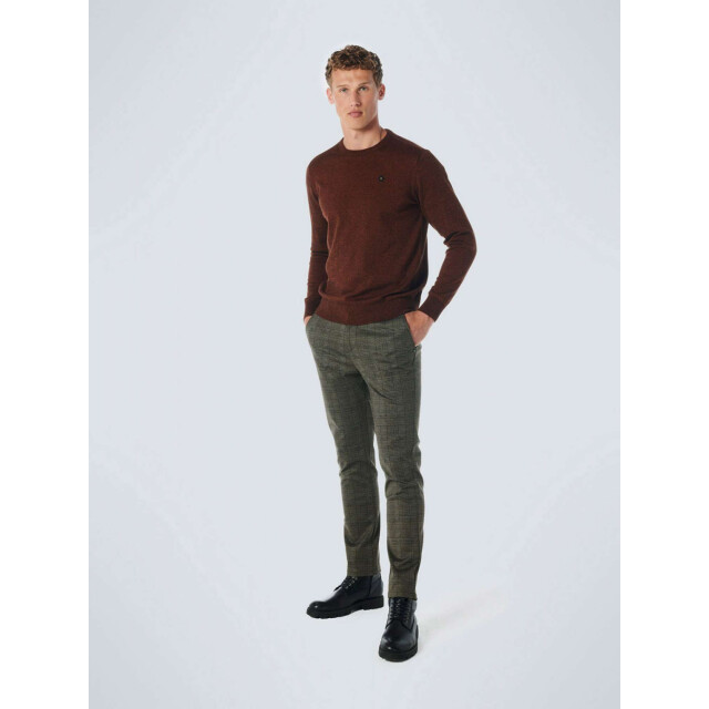 No Excess Pants stretch jersey check taupe 217050805-044 large