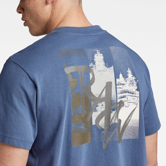 G-Star Flight deck back gr loose r tee vitnage indigo D24425-C336-G278 large