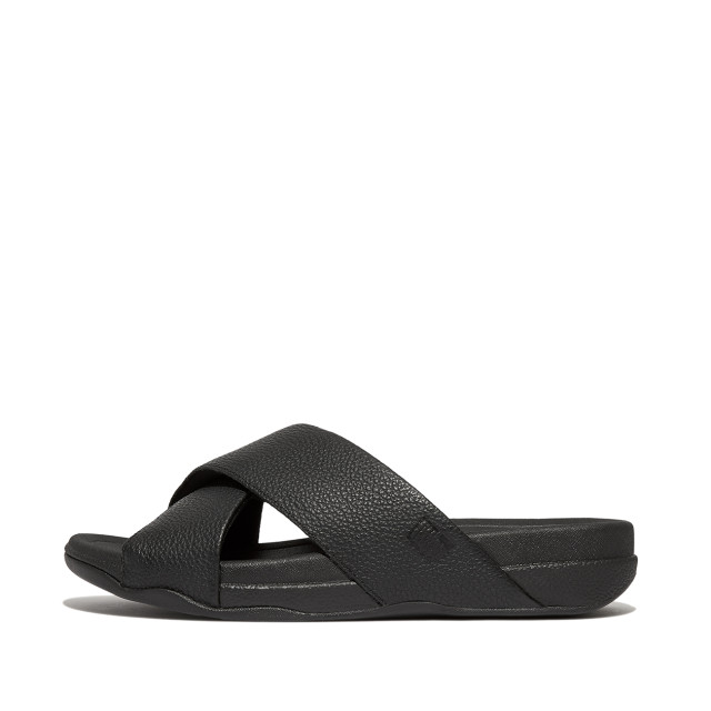 FitFlop Surfer mens tumbled-leather cross slides HA6 large